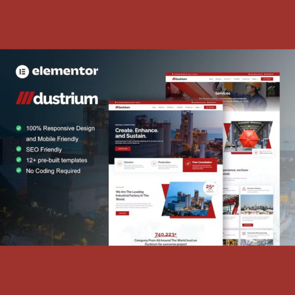 Dustrium – Industrial & Manufacturing Elementor Pro Template Kit