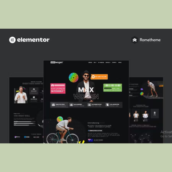MAX – Content Creator Elementor Pro Full Site Template Kit