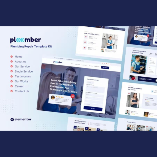 Ploomber – Plumbing Repair Elementor Template Kit