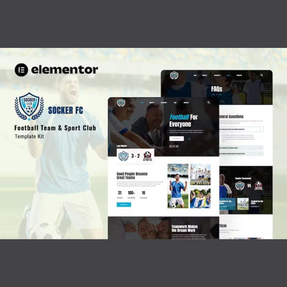 Socker – Football Team & Sports Club Elementor Template Kit Socker – Football Team & Sports Club Elementor Template Kit - Image 1