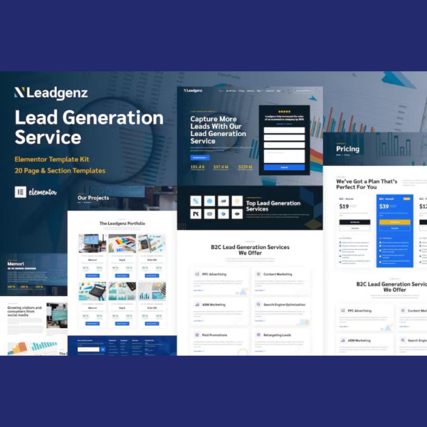 Leadgenz – Lead Generation & Sales Agency WordPress Elementor Template Kit
